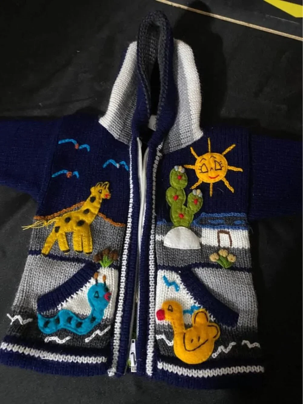 Handmade In Peru Sweater Jacket Embroidery Infant Baby.
